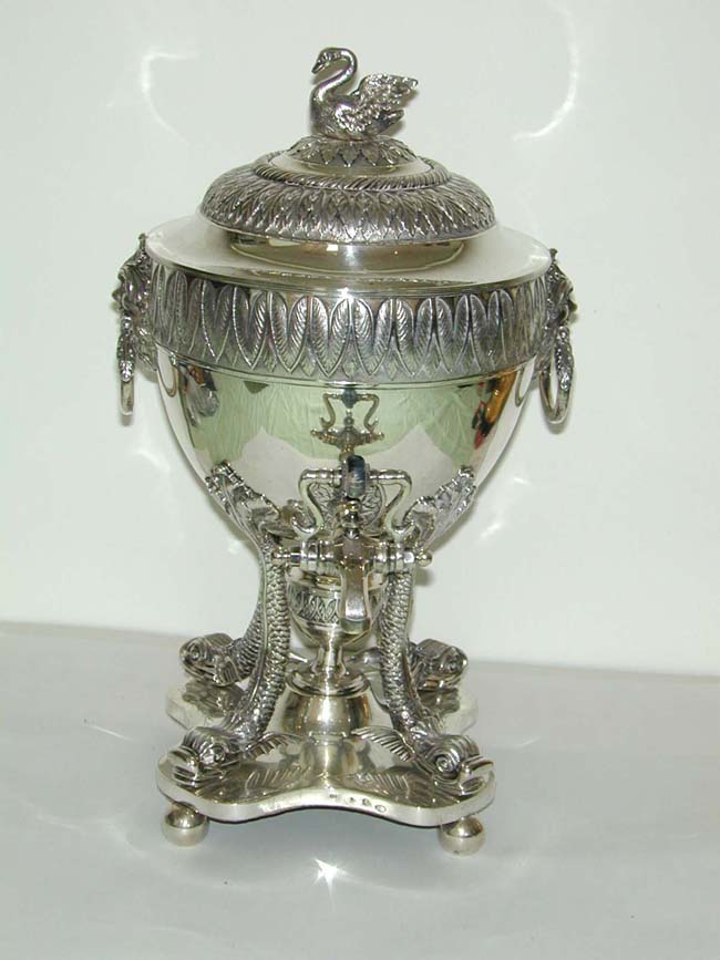 19th Century Sterling Silver Hot Water Kettle on Stand — image 3