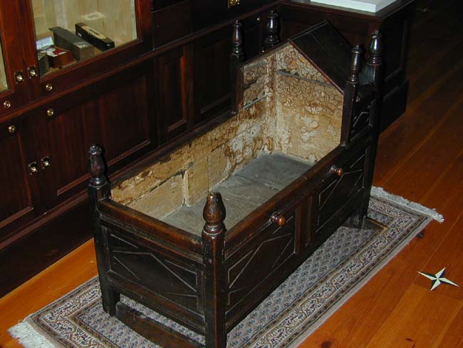 Antique English Oak Cradle Dated 1691 — image 3