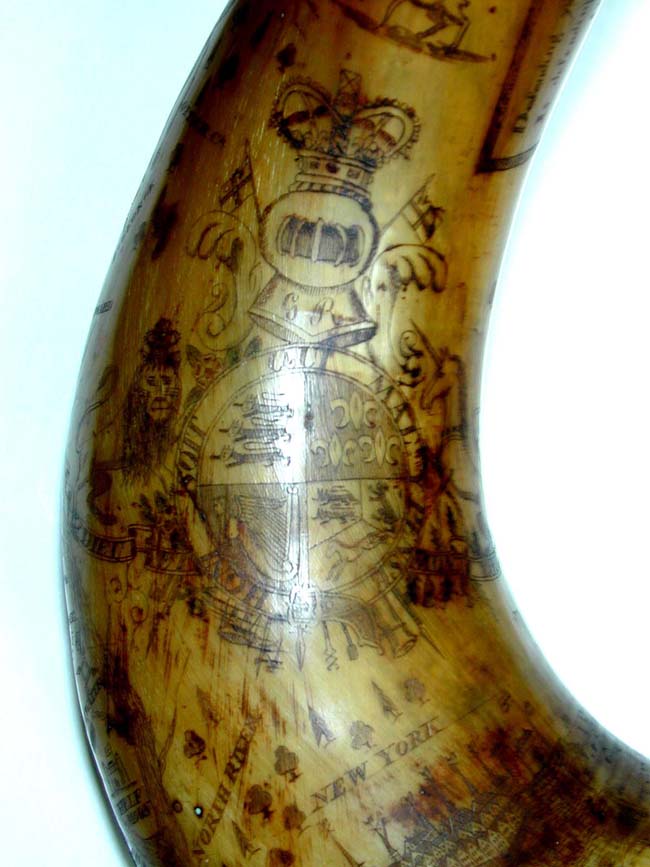 A Professionally carved English Map Powder Horn in the style of the French and Indian Wars. Probably 20th century. — image 6