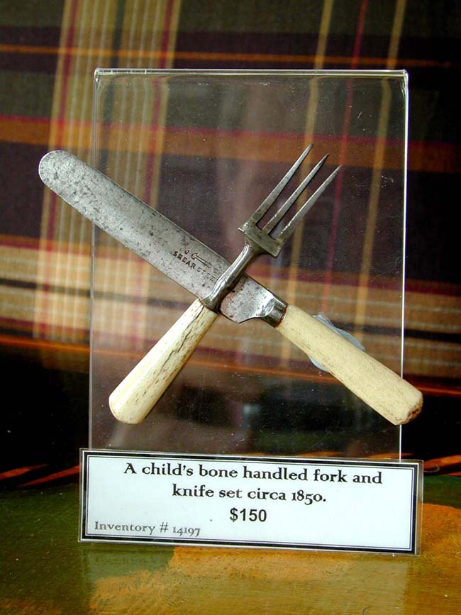 A Child's Miniature Bone Handled Fork and Knife circa 1850