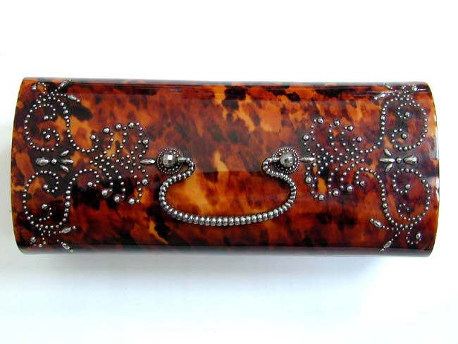 Wonderful 19th Century Tortoiseshell Jewellery Box with Steel Studded Decoration — image 2