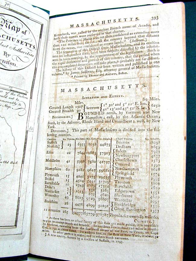 Antique Map of Massachusetts by J. Denison 1794 — image 2