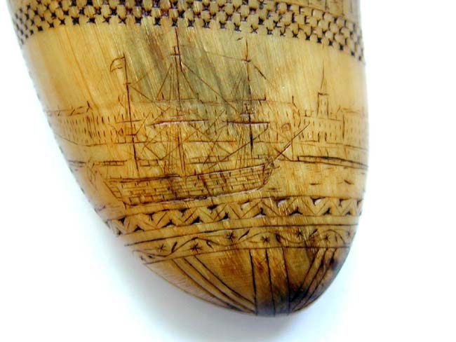 A Fine Late 18th Century Silver Mounted Scrimshawed Horn Snuff Box — image 4
