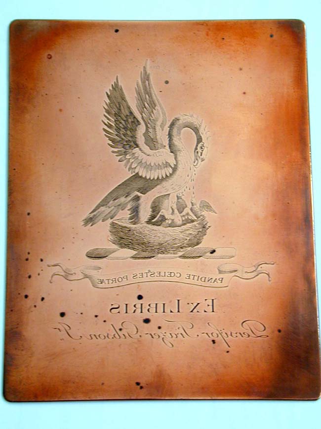A late 18th Century Antique Engraved Copper Book Plate circa 1790.