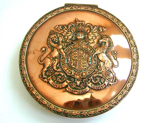 Antique Copper Seal Box With the Arms Of King Edward VII of England of 1910