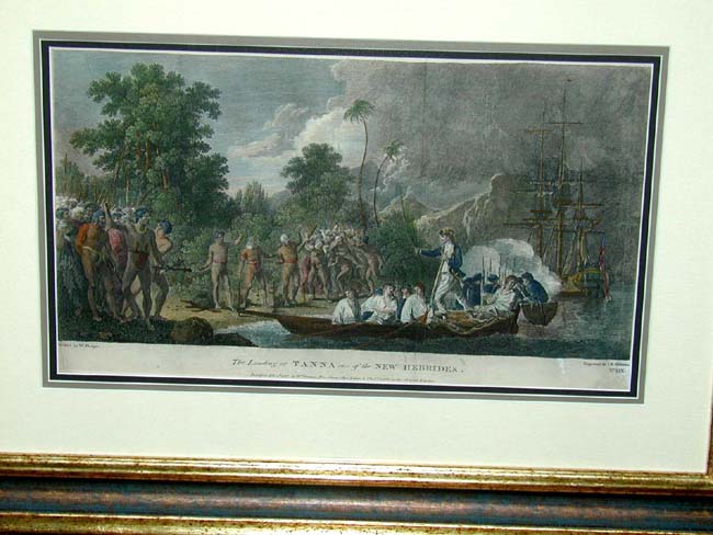 an 18th Century Engraved of Capt. James Cook Landing at Tanna Published in 1777