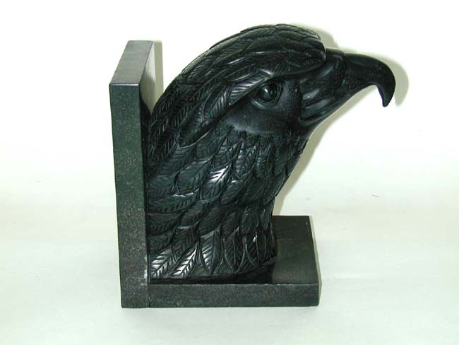 Magnifiscent and Striking Pair of Black Marble Eagle Bookends circa 1920 — image 2