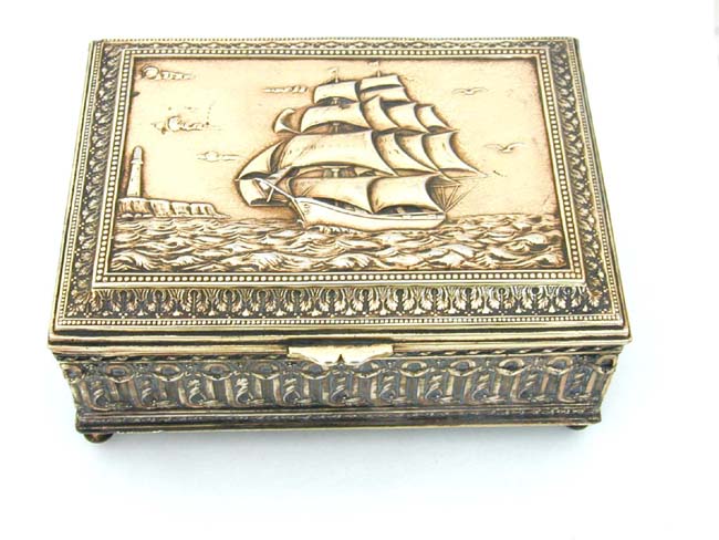 Antique Brass Humidor Box circa 1900
