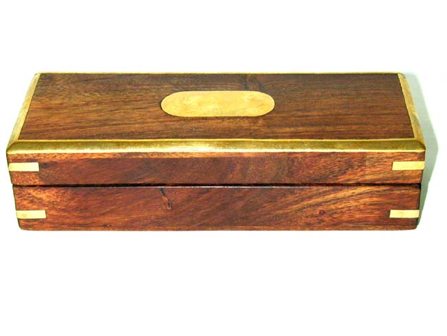 Antique Set of Bone and Ebony Dominoes in Later Brass Mounted Campaign Style Walnut Box — image 2