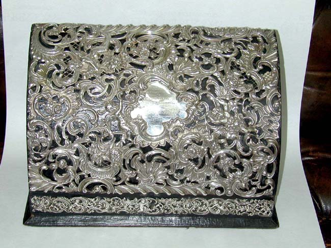 Beautiful Antique English Sterling Silver Overlay Presentation Stationary Box Dated 1911