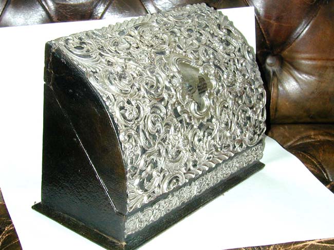 Beautiful Antique English Sterling Silver Overlay Presentation Stationary Box Dated 1911 — image 2