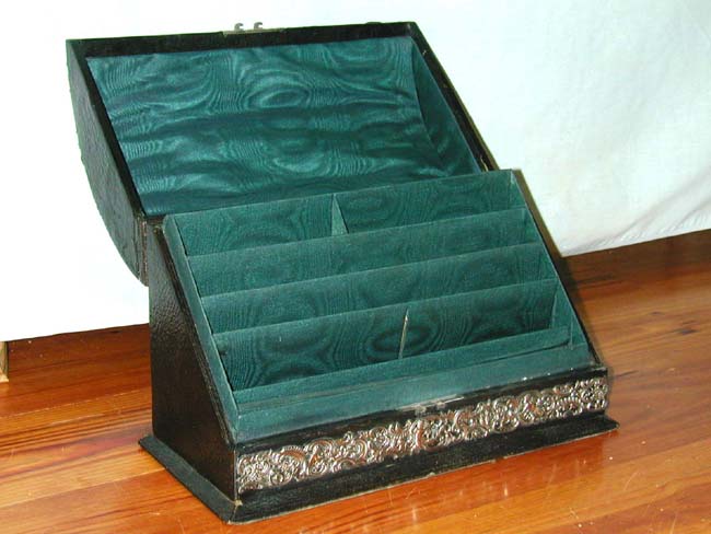 Beautiful Antique English Sterling Silver Overlay Presentation Stationary Box Dated 1911 — image 4