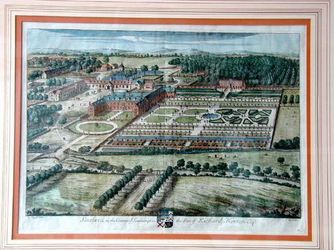 An Early 18th century English Country House Engraving of SOUTHWICK by John Kip circa 1724