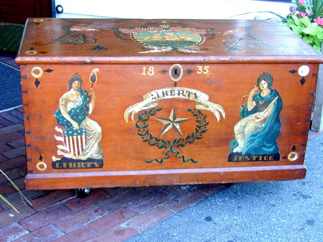 An American Sailors Pine Sea Chest Circa 1850 With  Later Painted Surface Circa 1890