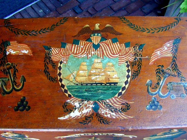 An American Sailors Pine Sea Chest Circa 1850 With  Later Painted Surface Circa 1890 — image 3