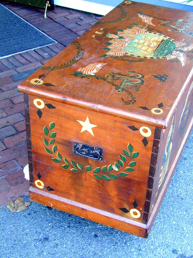 An American Sailors Pine Sea Chest Circa 1850 With  Later Painted Surface Circa 1890 — image 2