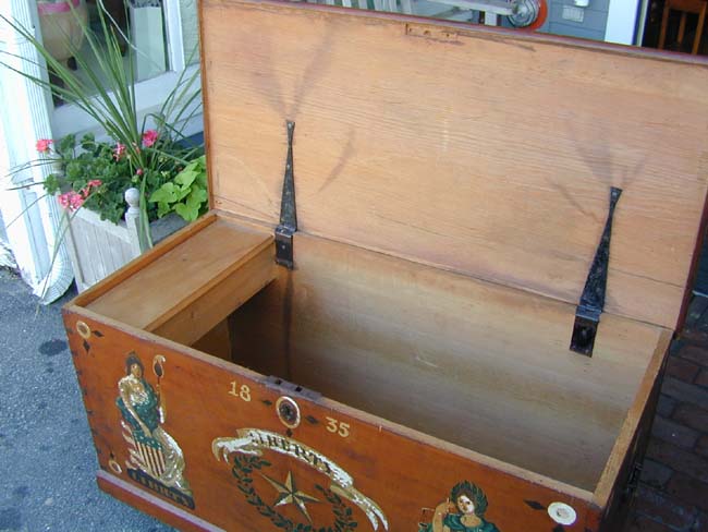 An American Sailors Pine Sea Chest Circa 1850 With  Later Painted Surface Circa 1890 — image 4