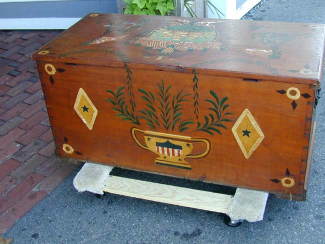An American Sailors Pine Sea Chest Circa 1850 With  Later Painted Surface Circa 1890 — image 5