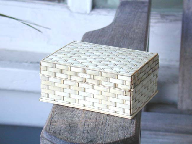 A 19th century Woven Ivory Box with Rosewood Interior
