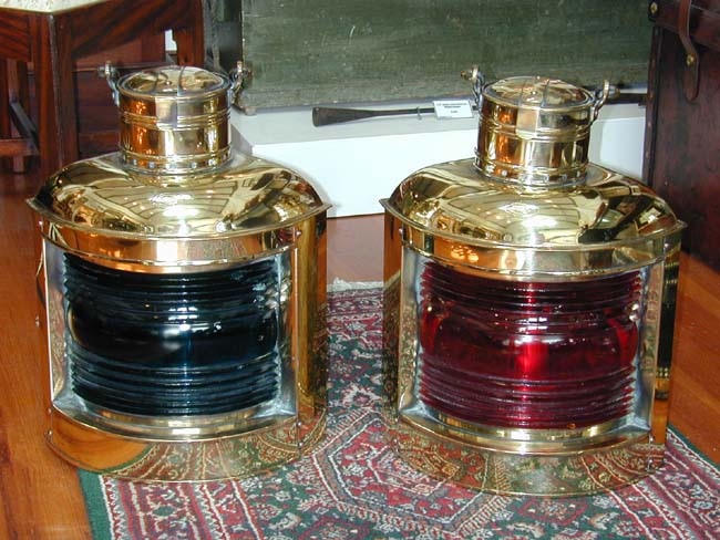Large and Outstanding Pair of All-Brass "PERKO" Runnning Lights Circa 1900