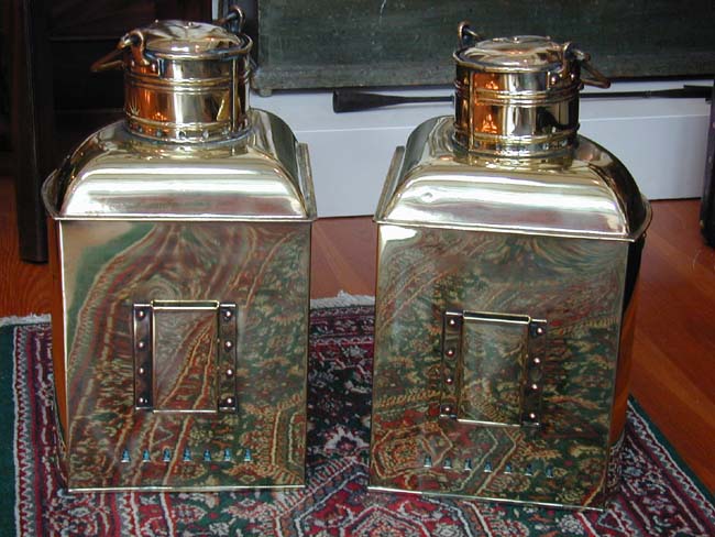 Large and Outstanding Pair of All-Brass "PERKO" Runnning Lights Circa 1900 — image 3