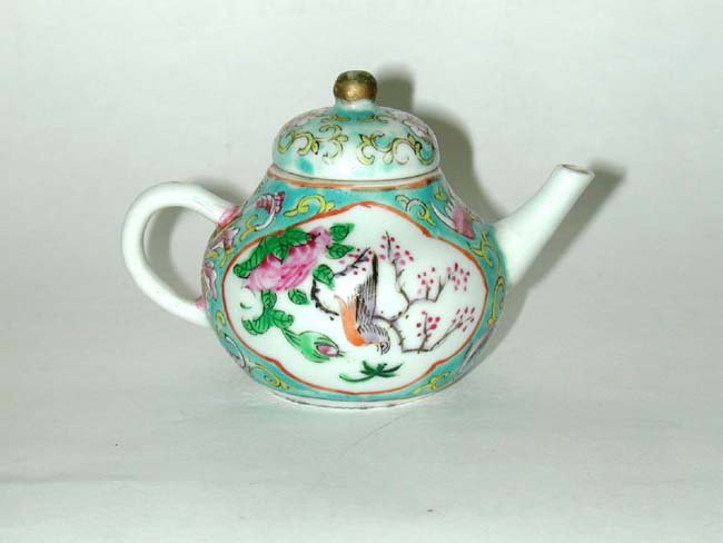 A Miniature Late 18th Century Chinese Export Porcelain "Famille Rose" Teapot