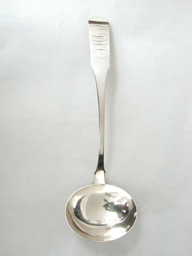 An Early 19th century American Silver Soup Ladle Made by "G.K. Lentz" Circa 1800-1820