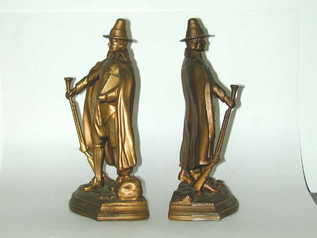 An Antique Pair of Bronzed "John Alden" Puritan Bookends circa 1920 — image 2
