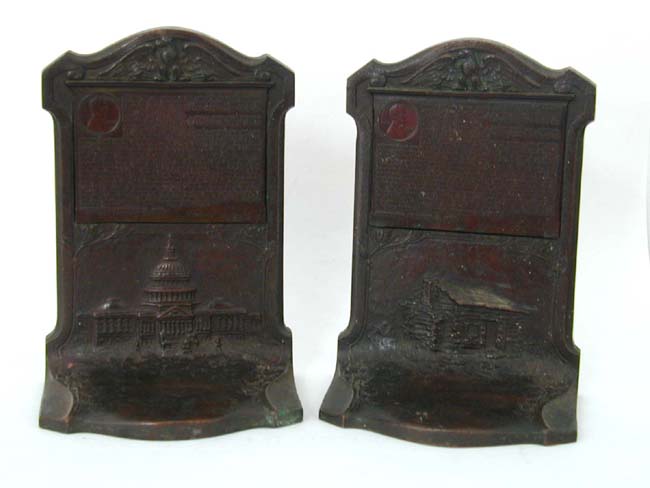 Outstanding and Historic Pair of Commemorative Abraham Lincoln's Gettysburg Address Bookends  — image 2