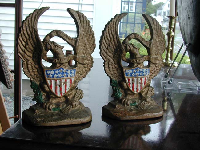 An Antique Pair of Patriotic 'Eagle and Shield' Bookends circa 1890-1910