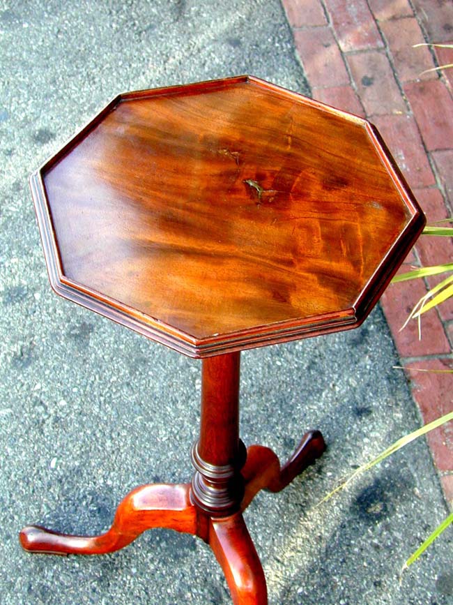 An Attractive 18th century English Mahogany Octagonal Tray Top Candlestand circa 1770