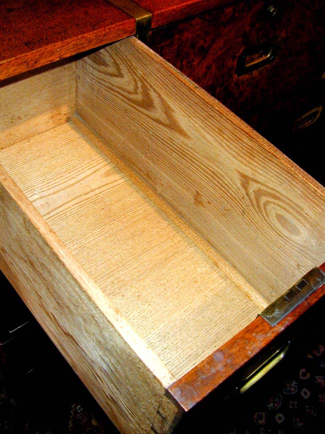 A RARE 19th Century English Burl Walnut Two-Part Campaign Desk and Chest of Drawers Signed Hill & Millard — image 7
