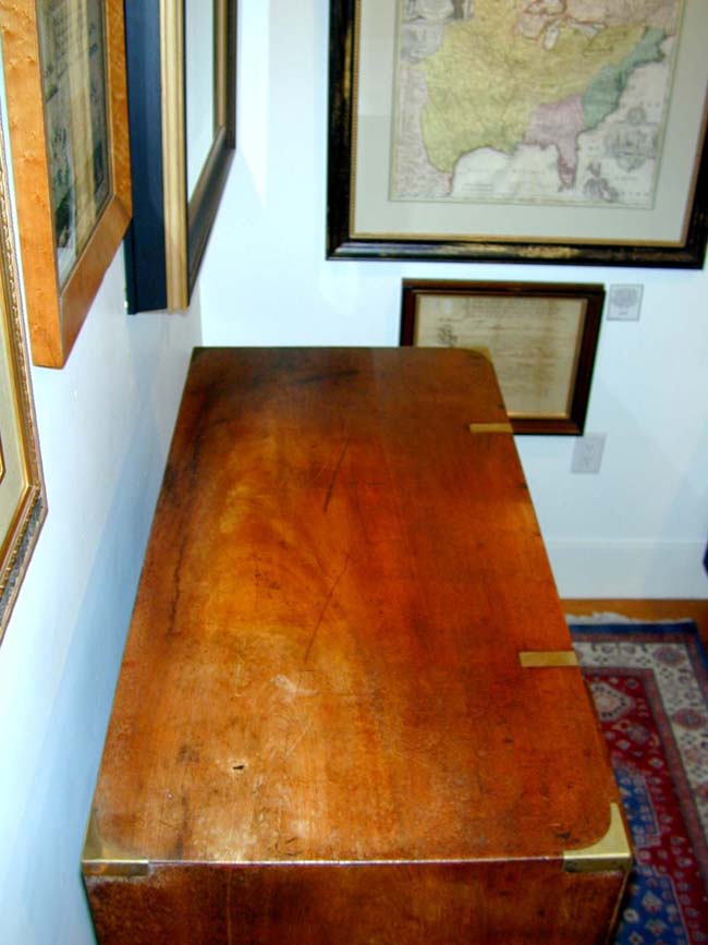 A RARE 19th Century English Burl Walnut Two-Part Campaign Desk and Chest of Drawers Signed Hill & Millard — image 8