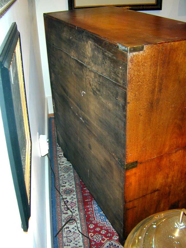 A RARE 19th Century English Burl Walnut Two-Part Campaign Desk and Chest of Drawers Signed Hill & Millard — image 9