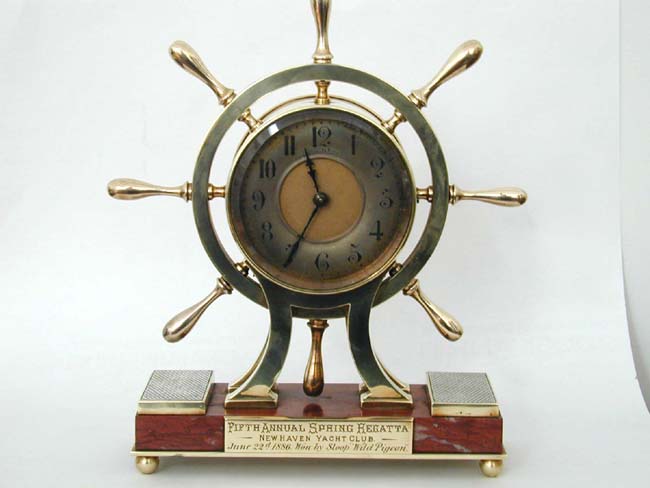 A 19th century New Haven, CT., Yacht Club Presentation Ships Clock Dated 1886. — image 2