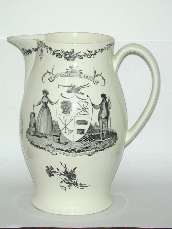A Fine and Large English Liverpool Black Transfer Printed Pitcher Dated 1798 — image 2