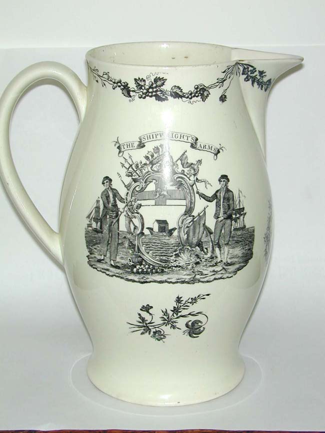 A Fine and Large English Liverpool Black Transfer Printed Pitcher Dated 1798