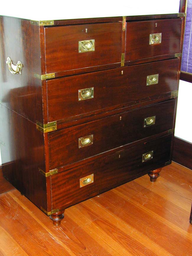 A 19th century English Brass Mounted Mahogany Two-Part CAMPAIGN Chest of Drawers circa 1850