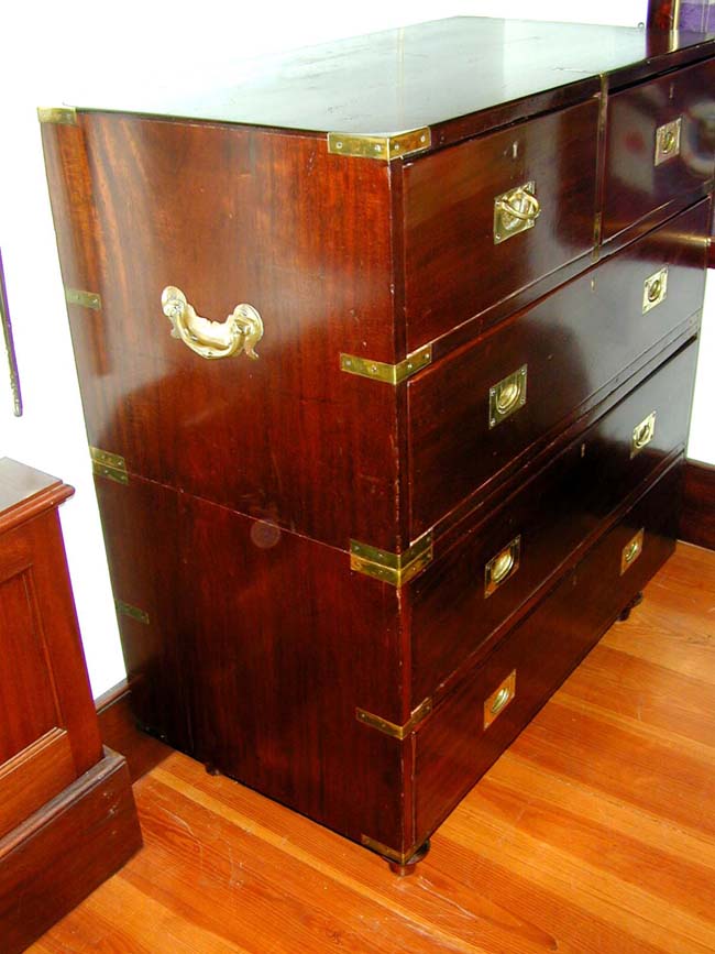 A 19th century English Brass Mounted Mahogany Two-Part CAMPAIGN Chest of Drawers circa 1850 — image 2