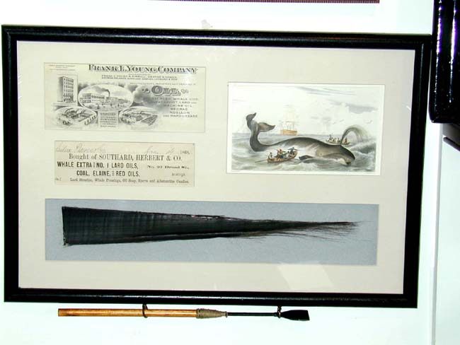 A Framed Grouping of 19th century Whaling related items