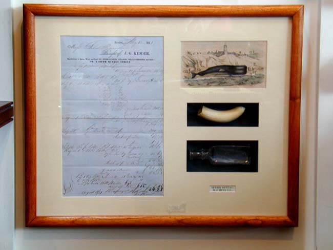 A Framed Grouping of 19th century Whaling Related items