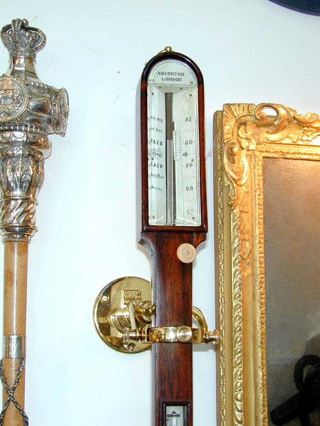 A 19th Century Gimbaled Marine Barometer Signed "Crichton, London," circa 1840