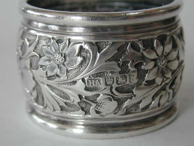 A Late 19th century English Sterling Silver Napkin Ring inscribed "Margaret Adams"