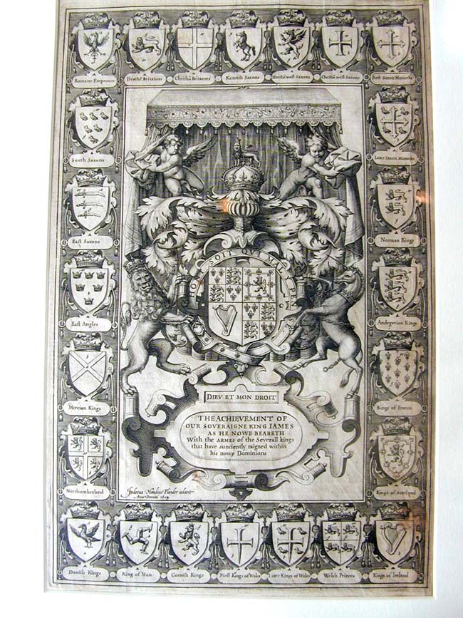 A Heraldic Achievement of King James I by John Speed published by Sudbury & Humble in 1616
