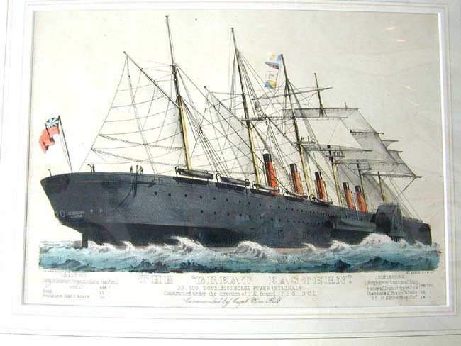 A Late 19th Century Currier & Ives Lithograph of the Great Eastern Steamship