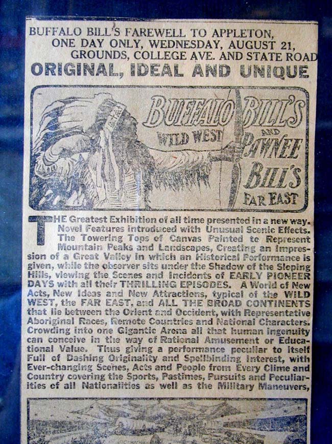 Buffalo Bill's Wild West Show Farewell to Appleton Wisconsin Advertisement Dated Aug. 21, 1912
