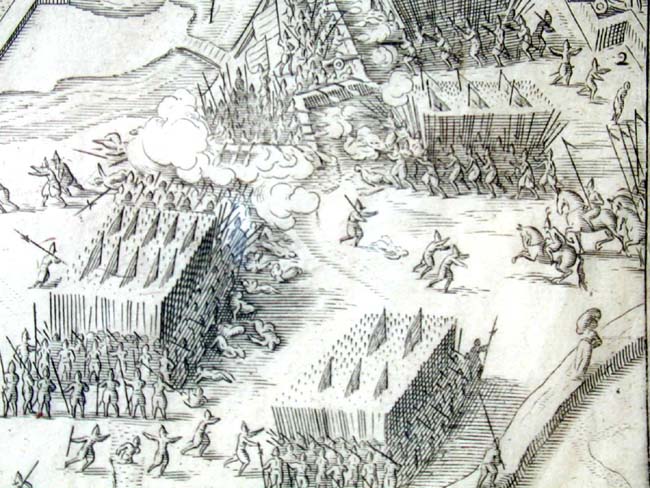 A Rare Battle Map Depicting the Siege of Ostenda published by Emanuel Van Meteran in 1640
