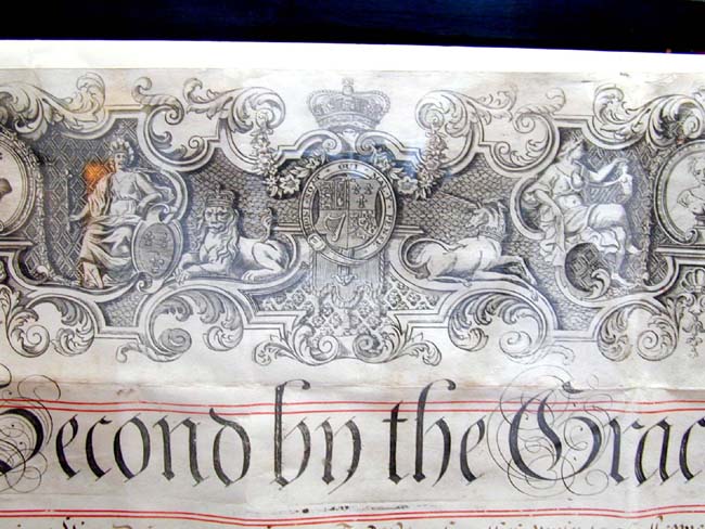 A Fine 18th century Initial Letter Portrait of King George II on a Trust Indenture Dated 1743 — image 3