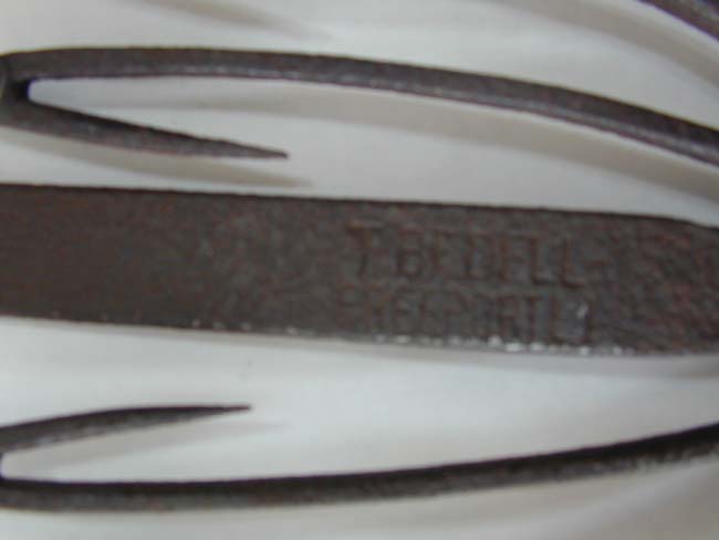 A 19th century Hand Wrought Iron Eel Spear stamped "T. Bedell, Freeport" — image 2
