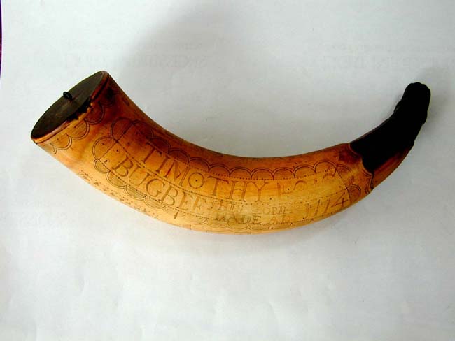 Historically Important Revolutionary War "BUNKER HILL" Powder Horn Inscribed 'Timothy Bugbee, 1774'